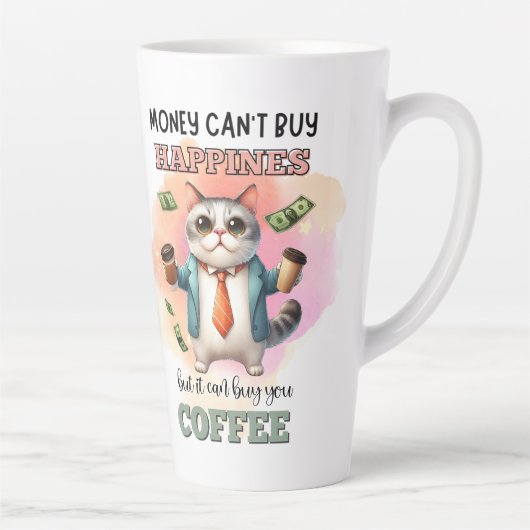 Money Can't Buy Happiness Funny Cat Lover Gift  Latte Mok (Rechts)