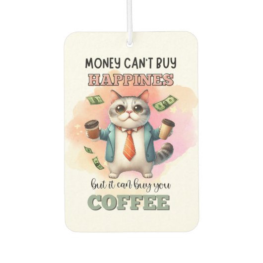 Money Can't Buy Happiness Funny Cat Lover Gift  Luchtverfrisser (Voorkant)