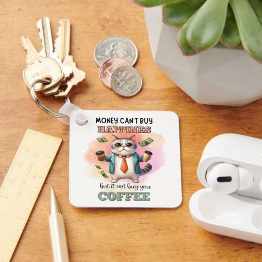 Money Can't Buy Happiness Funny Cat Lover Gift  Sleutelhanger (Bureau)