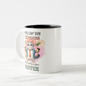 Money Can't Buy Happiness Funny Cat Lover Gift  Tweekleurige Koffiemok (Voorkant links)