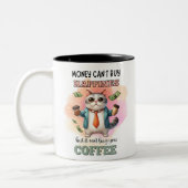 Money Can't Buy Happiness Funny Cat Lover Gift  Tweekleurige Koffiemok (Links)