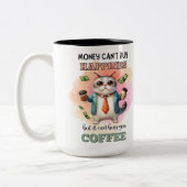 Money Can't Buy Happiness Funny Cat Lover Gift  Tweekleurige Koffiemok (Links)