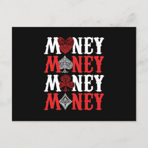 Money Casino Player Cards Poker Bluff Gambler Gift Briefkaart