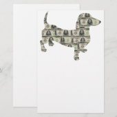 Money Dachshund Wall Street Briefpapier (Voorkant / Achterkant)
