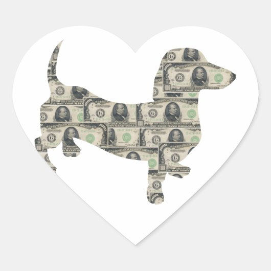 Money Dachshund Wall Street Hart Sticker (Voorkant)