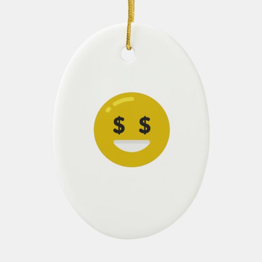 money eye emoji keramisch ornament (Voorkant)