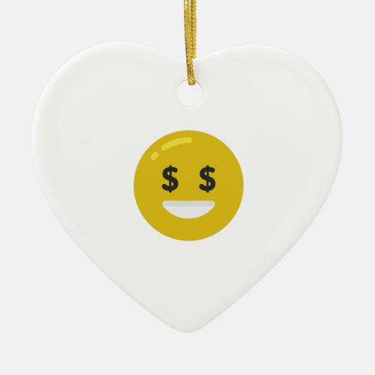 money eye emoji keramisch ornament (Voorkant)