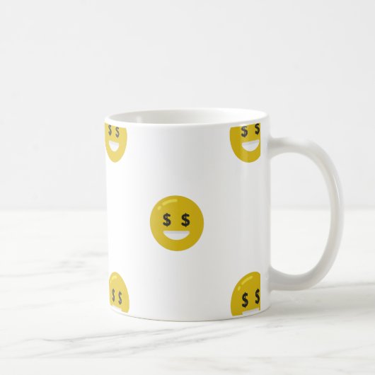 money eye emoji koffiemok (Rechts)