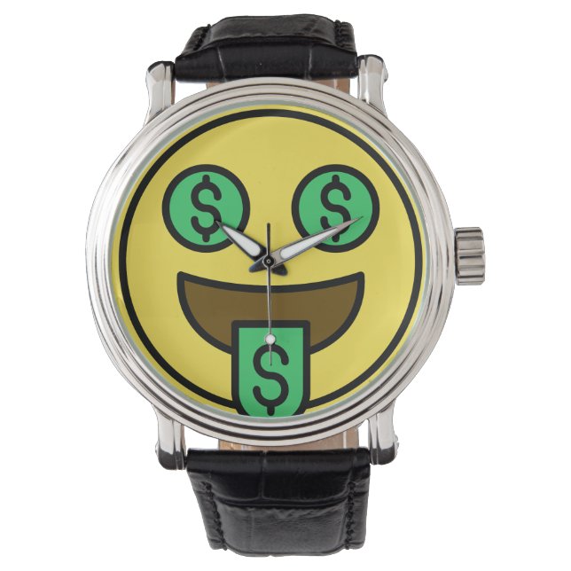Money Face Emoji Watch Horloge (Voorkant)
