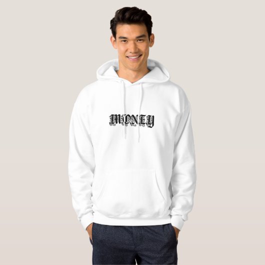Money Gothic Blackletter Typography Hoodie (Voorkant volledig)