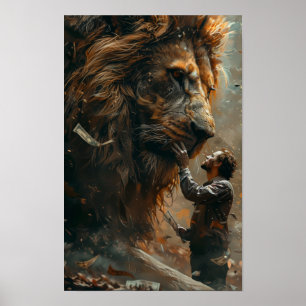 Money Lion: Uniek Poster met een leeuw gemaakt van