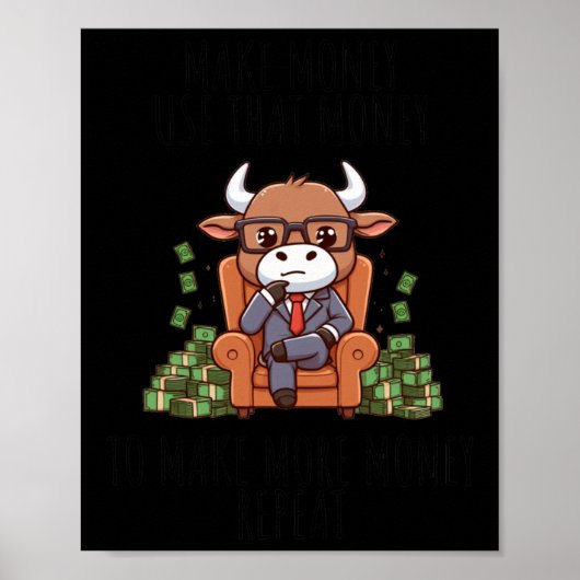 Money Maker Bull Sticker Poster (Voorkant)