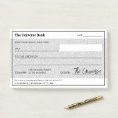 Money Manifestatie Zilveren Glitter Blanco Check Post-it® Notes (Op bureau)