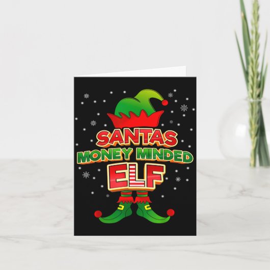 Money Minded Elf Christmas Matching Costumes X-mas Kaart (Voorkant)