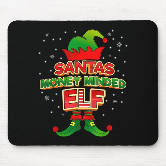 Money Minded Elf Christmas Matching Costumes X-mas Muismat (Voorkant)
