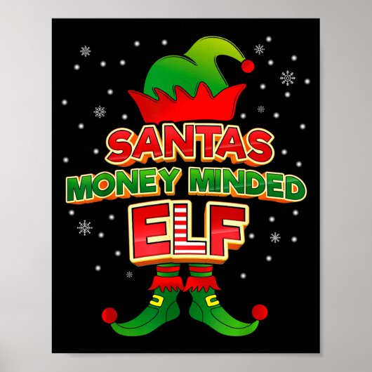 Money Minded Elf Christmas Matching Costumes X-mas Poster (Voorkant)