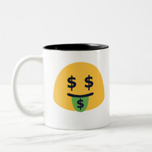 Money Mouth Emoji Tweekleurige Koffiemok