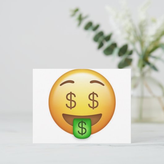 Money Mouth Hilarious Emoji Briefkaart (Staand voorkant)