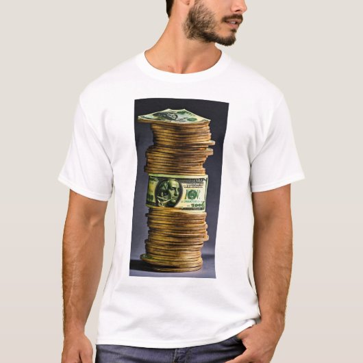 Money Moves: wit T-shirt met dollarprint (Voorkant)