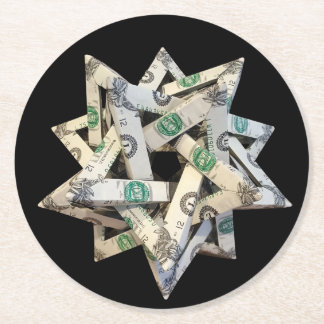 Money Origami Five Intersecting Tetrahedra Ronde Kartonnen Onderzetter