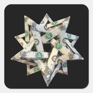 Money Origami Five Intersecting Tetrahedra Vierkante Sticker