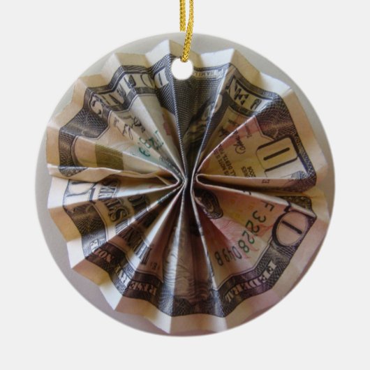 Money Origami Rosette Keramisch Ornament (Voorkant)