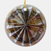 Money Origami Rosette Keramisch Ornament (Achterkant)