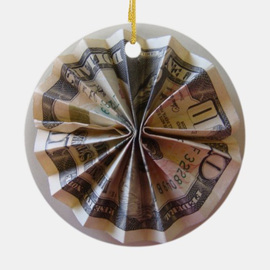 Money Origami Rosette Keramisch Ornament (Achterkant)