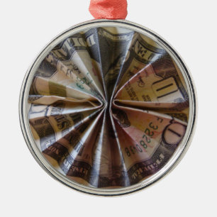 Money Origami Rosette Metalen Ornament