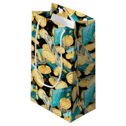 Money Pattern 2 Klein Cadeauzakje (Voorkant Gekanteld)