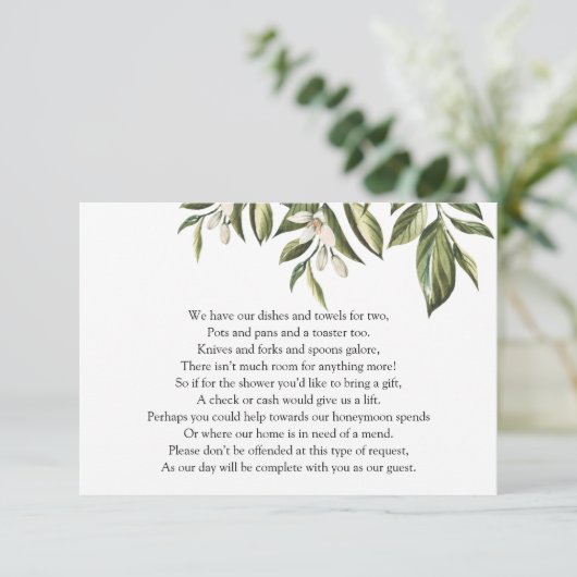 Money Request Clementine Greenery Enclosure Card Informatiekaartje (Staand voorkant)