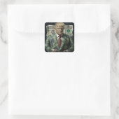 Money Suit Trump: een symbool van rijkdom en krach Vierkante Sticker (Tas)