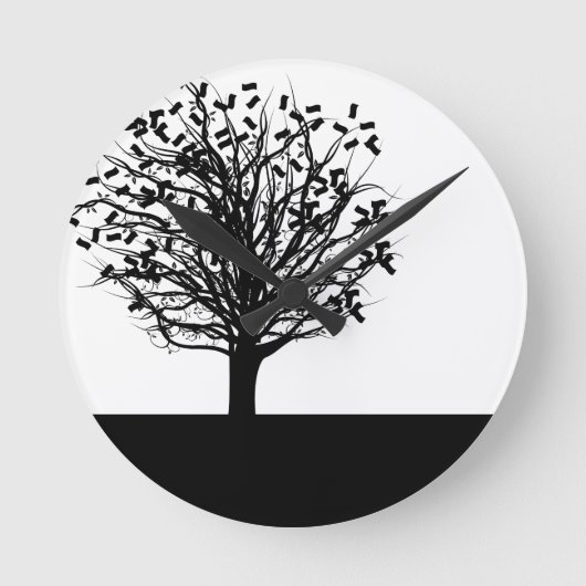 Money Tree Silhouette Ronde Klok (Voorkant)