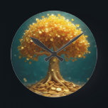 Money tree wall clock ronde klok<br><div class="desc">Money tree wall clock good luck</div>