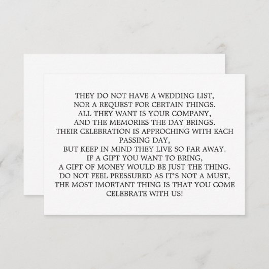 Money Tree/Wishing Well Invitation Insert Informatiekaartje (Voorkant / Achterkant)