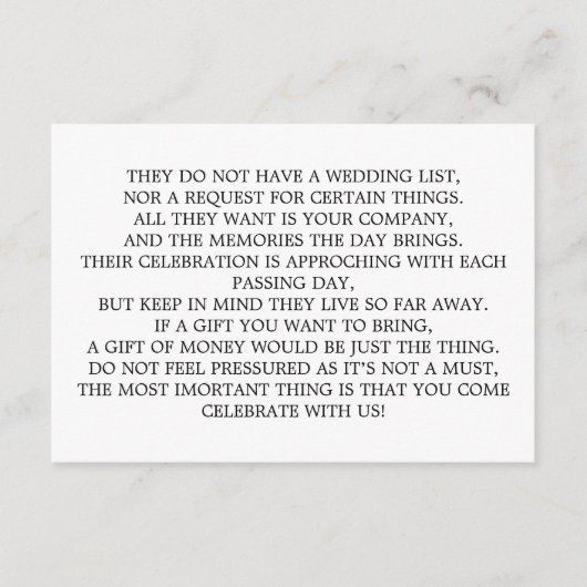 Money Tree/Wishing Well Invitation Insert Informatiekaartje (Voorkant)