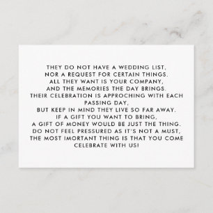 Money Tree/Wishing Well Invitation Insert Informatiekaartje