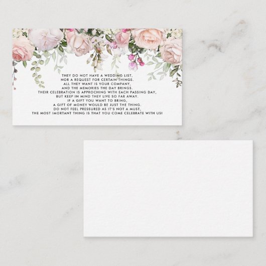 Money Tree/Wishing Well Invitation Insert Informatiekaartje (Voorkant / Achterkant)