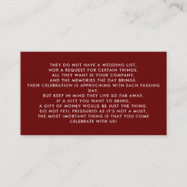 Money Tree/Wishing Well Invitation Insert Informatiekaartje