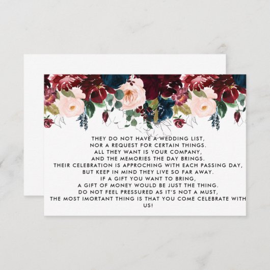 Money Tree/Wishing Well Invitation Insert Informatiekaartje (Voorkant / Achterkant)