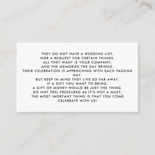 Money Tree/Wishing Well Invitation Insert Informatiekaartje (Voorkant)