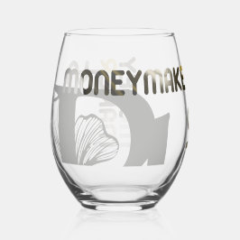 MONEYMAKER Stemless Wijnglas Abstract Zwart Goud Wijnglas Zonder Voet