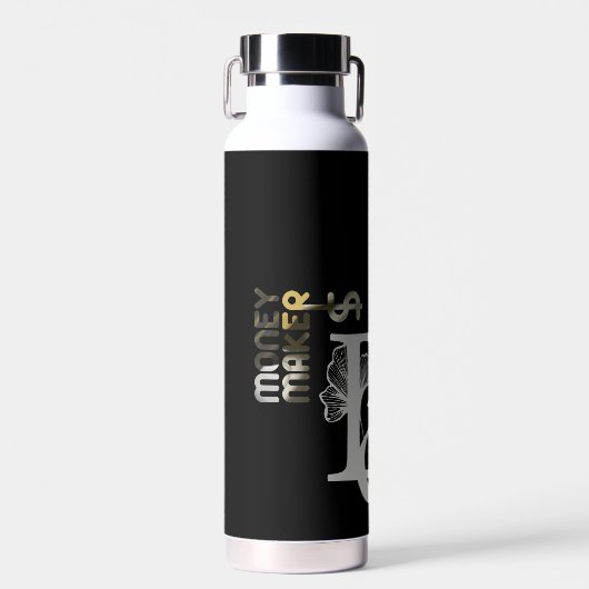MONEYMAKER Waterfles Trend Abstract Zwart Goud (Voorkant)