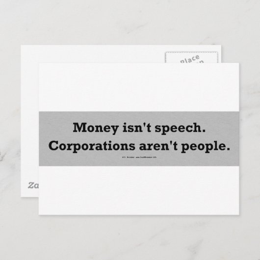 MoneySpeechCorpPerson Briefkaart (Voorkant / Achterkant)