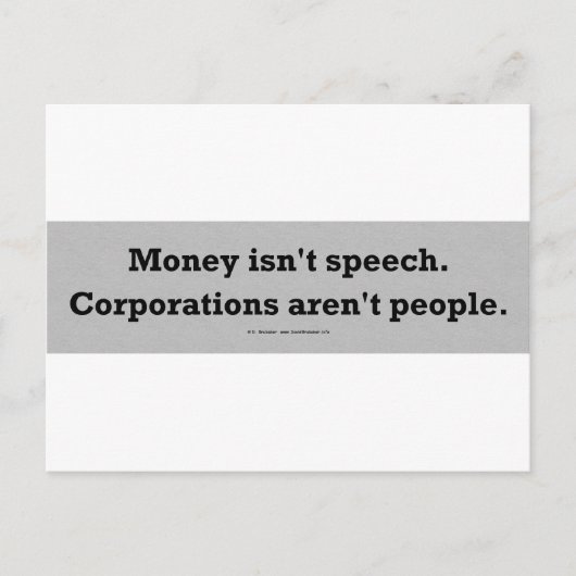 MoneySpeechCorpPerson Briefkaart (Voorkant)