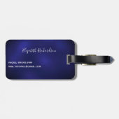 Mongmonogram met marineblauw glitter bagagelabel (Achterkant horizontaal)