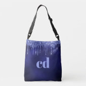 Mongmonogram met marineblauw glitter crossbody tas (Achterkant)