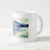 Mongmonogram van de moderne Waterverf marineblauw Grote Koffiekop (Voorkant rechts)