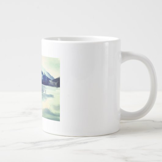 Mongmonogram van de moderne Waterverf marineblauw Grote Koffiekop (Rechts)