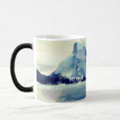 Mongmonogram van de moderne Waterverf marineblauw Magische Mok (Links)